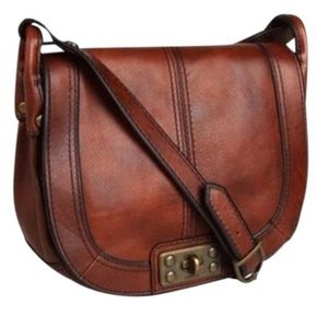 Vintage Revival Flap w/Lock Leather Crossbody Bag